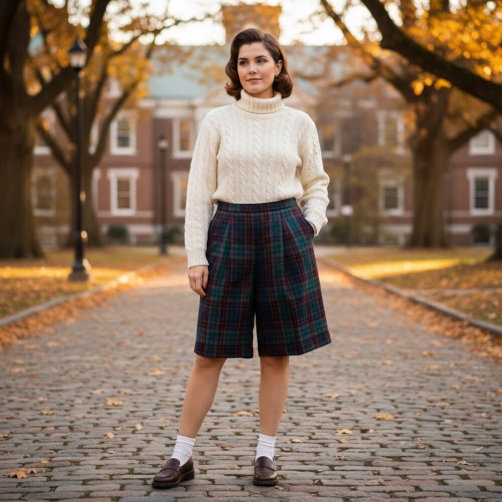 Vintage Amanda Fielding Wool Tartan Red/green Plaid Lined Bermuda shorts, sz 10